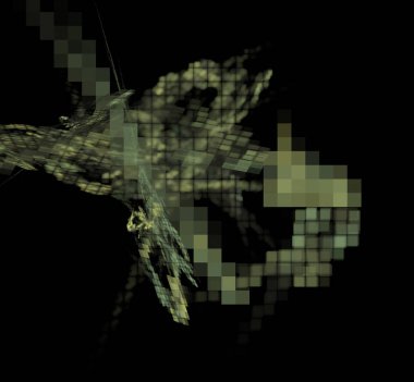 Siyah bir arka plan üzerinde bulanık piksel fractal kamuflaj