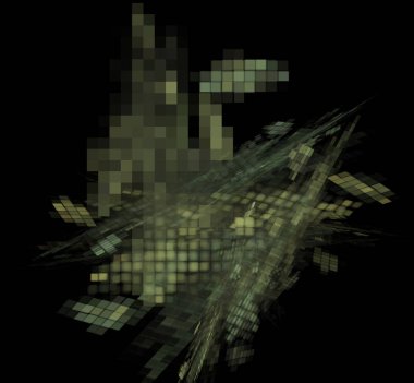 Siyah bir arka plan üzerinde bulanık piksel fractal kamuflaj