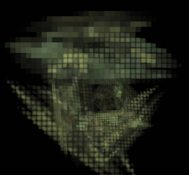 Siyah bir arka plan üzerinde bulanık piksel fractal kamuflaj