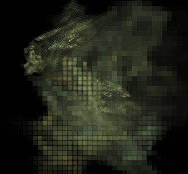 Siyah bir arka plan üzerinde bulanık piksel fractal kamuflaj