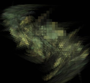 Siyah bir arka plan üzerinde bulanık piksel fractal kamuflaj