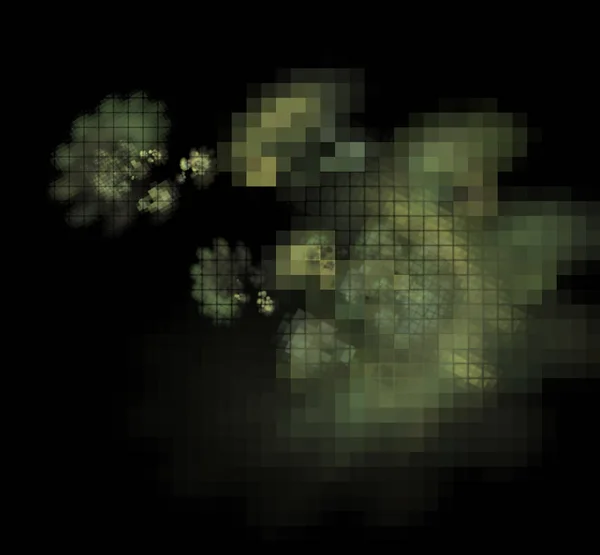 Kamouflage Pixel Fractal Svart Bakgrund — Stockfoto