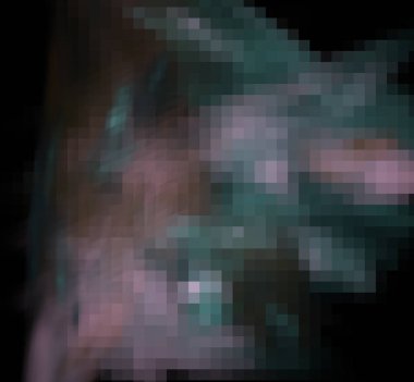 Piksel yeşil pembe fraktal siyah bir zemin üzerine