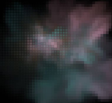 Piksel yeşil pembe fraktal siyah bir zemin üzerine