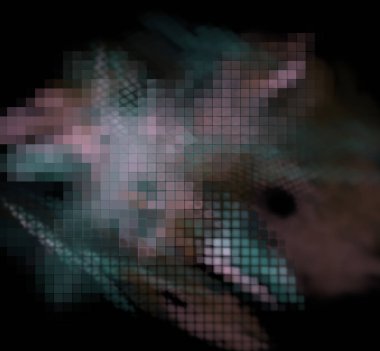 Piksel yeşil pembe fraktal siyah bir zemin üzerine