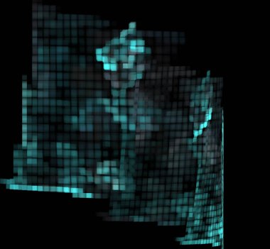 Siyah bir zemin üzerine mavi piksel kılavuz Fraktal