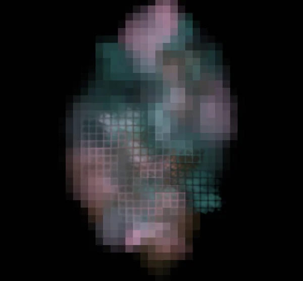 Pixel green pink fractal on a black background