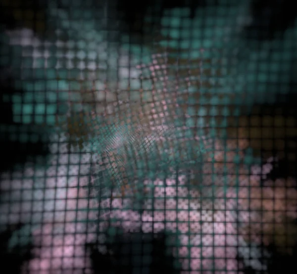 Zelený Pixel Růžové Fraktální Černém Pozadí — Stock fotografie