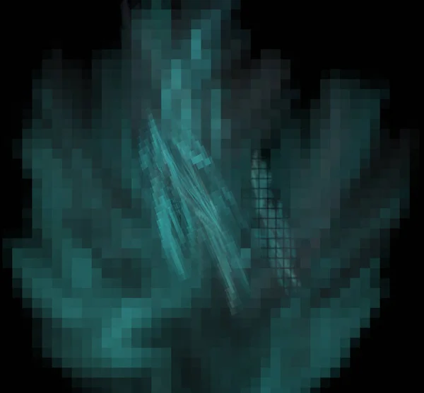 Blue pixel grid fractal on a black background