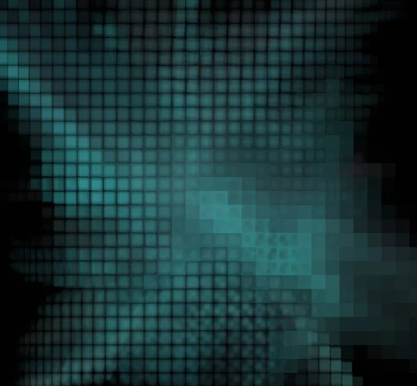 Kék Pixel Rács Fraktál Egy Fekete Háttér — Stock Fotó
