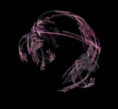 Pembe gri piksel fraktal siyah bir arka plan üzerinde küre