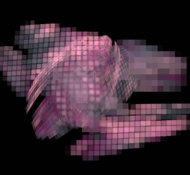 Pembe gri piksel fraktal siyah bir zemin üzerine