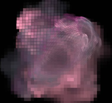 Pembe gri piksel fraktal siyah bir zemin üzerine