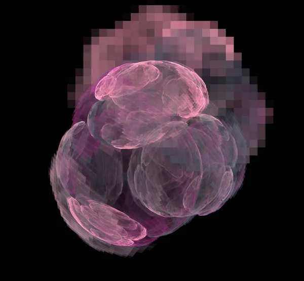 Esfera Gris Rosada Pixel Fractal Sobre Fondo Negro — Foto de Stock