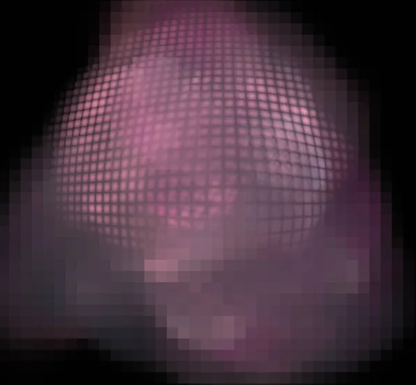 Fraktální Koule Růžová Šedá Pixel Černém Pozadí — Stock fotografie