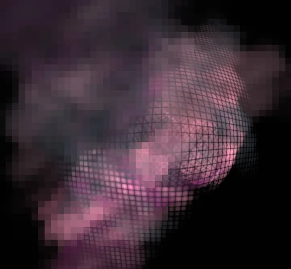 Pink gray pixel fractal on a black background