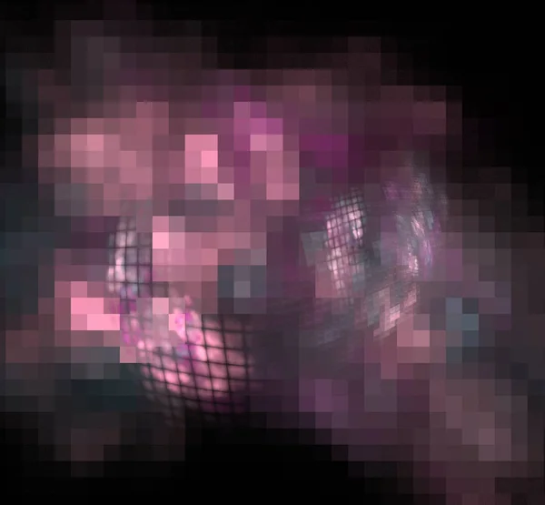 Pink gray pixel fractal on a black background