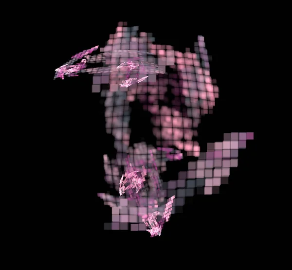Ροζ Γκρι Καμπύλη Fractal Μαύρο Φόντο — Φωτογραφία Αρχείου