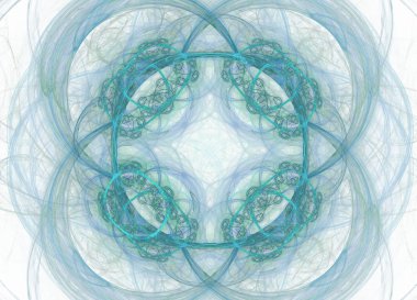 Soyut renkli mavi fraktal desen beyaz arka plan üzerinde. Fantezi fraktal doku. Dijital sanat. 3D render. Bilgisayar genenerated görüntü