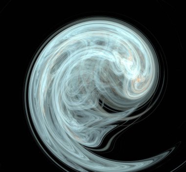 Soyut renkli ışık mavi girdap siyah arka plan üzerine. Fantezi fraktal doku. Dijital sanat. 3D render. Bilgisayar genenerated görüntü