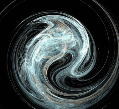 Soyut renkli ışık mavi girdap siyah arka plan üzerine. Fantezi fraktal doku. Dijital sanat. 3D render. Bilgisayar genenerated görüntü