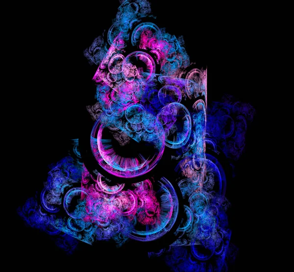 Абстрактный Синий Фиолетовый Черном Фоне Фантастическая Фрактальная Текстура Цифровое Искусство — стоковое фото