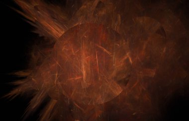 Güneş ile kırmızı fraktal soyut. Fantezi fraktal doku. Dijital sanat. 3D render. Oluşturulan bilgisayar görüntü