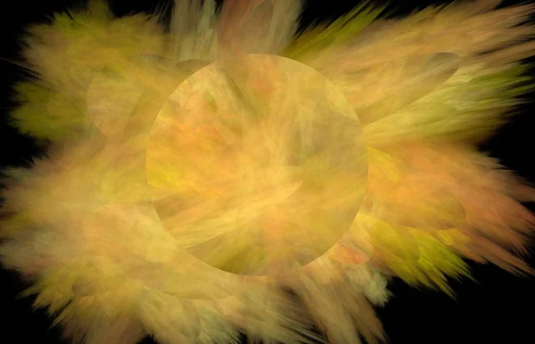 Yellow fractal abstract with sun. Fantasy fractal texture. Digital art. 3D rendering. Computer generated image