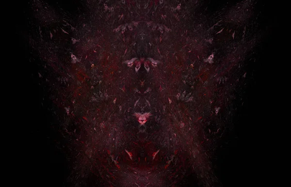 Red Mystical Fractal Pattern Balck Background Fantasy Fractal Texture Digital — Stock Photo, Image