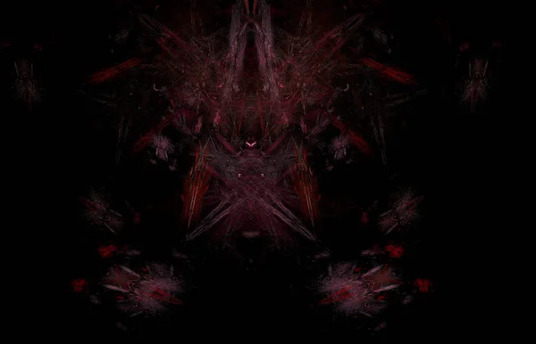 Red Mystical Fractal Pattern Balck Background Fantasy Fractal Texture Digital — Stock Photo, Image