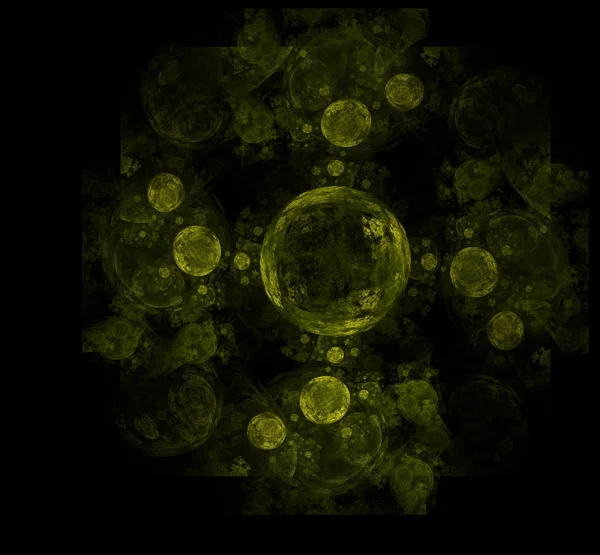 Fundo Fractal Abstrato Verde Amarelo Textura Fractal Fantasia Arte Digital — Fotografia de Stock