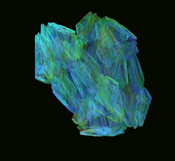 Blue Green Fractal Structure Black Background Fantasy Fractal Texture Digital — Stock Photo, Image