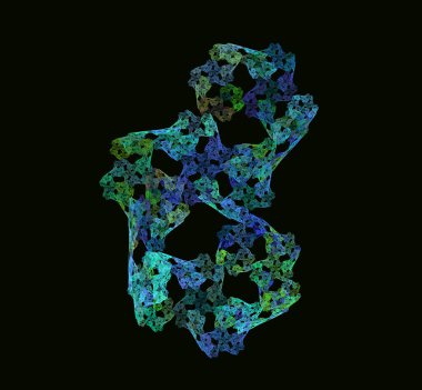 Yeşil Mavi Soyut Fraktal. Fantezi fraktal doku. Dijital sanat. 3D render. Oluşturulan bilgisayar görüntü