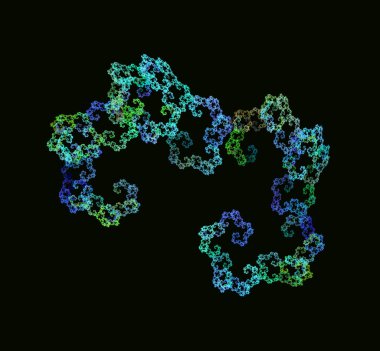 Yeşil Mavi Soyut Fraktal. Fantezi fraktal doku. Dijital sanat. 3D render. Oluşturulan bilgisayar görüntü