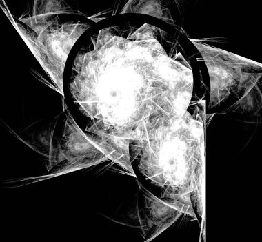 Beyaz siyah arka plan üzerine soyut. Fantezi fraktal doku. Dijital sanat. 3D render. Oluşturulan bilgisayar görüntü