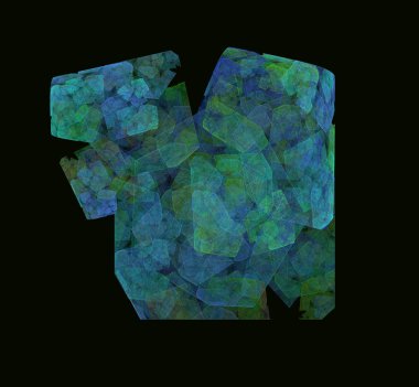 Siyah zemin üzerine yeşil mavi Soyut Fraktal doku. Fantezi fraktal doku. Dijital sanat. 3D render. Oluşturulan bilgisayar görüntü