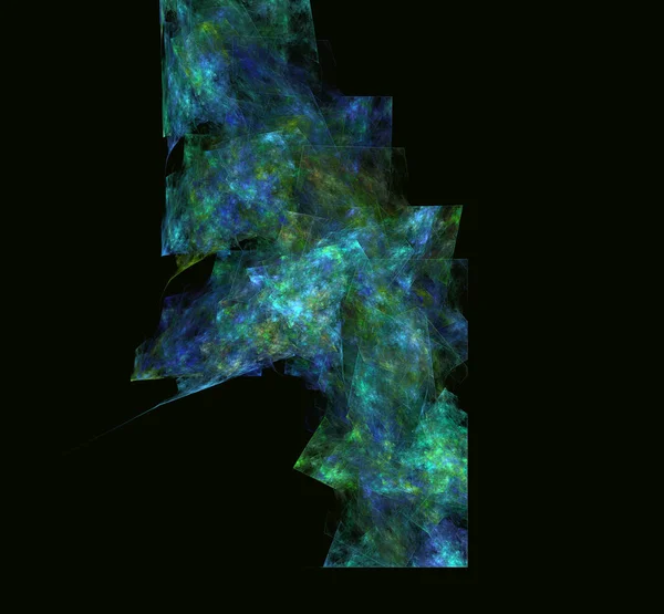绿色蓝色抽象分形纹理在黑色背景 幻想分形纹理 数字艺术 计算机生成的图像 — 图库照片