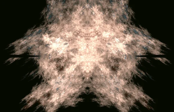 Abstract blurred white fractal on black background. Fantasy fractal texture. Digital art. 3D rendering. Computer generated image