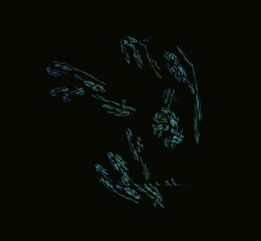 Siyah zemin üzerine yeşil mavi Soyut Fraktal doku. Fantezi fraktal doku. Dijital sanat. 3D render. Oluşturulan bilgisayar görüntü.