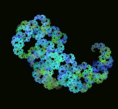 Siyah zemin üzerine yeşil mavi Soyut Fraktal doku. Fantezi fraktal doku. Dijital sanat. 3D render. Oluşturulan bilgisayar görüntü.