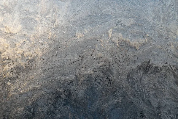 Зимовий Льодовиковий Візерунок Віконному Склі — стокове фото