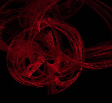 Siyah zemin üzerine kırmızı soyut. Fantezi fraktal doku. Dijital sanat. 3D render. Oluşturulan bilgisayar görüntü