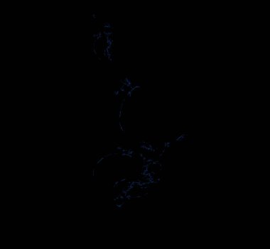 Siyah zemin üzerine mavi fraktal. Dijital sanat. 3D render. Oluşturulan bilgisayar görüntü