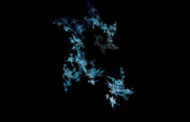 Siyah arka plan üzerine beyaz mavi fraktal desen. Dijital sanat. 3D render. Oluşturulan bilgisayar görüntü