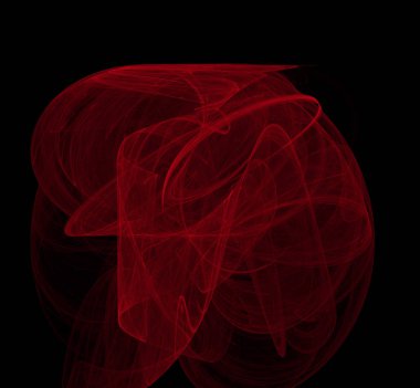 Siyah zemin üzerine kırmızı soyut. Fantezi fraktal doku. Dijital sanat. 3D render. Oluşturulan bilgisayar görüntü