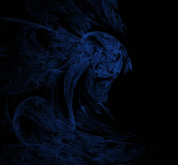 Modèle Fractal Bleu Sur Fond Noir Art Numérique Rendu Image — Photo