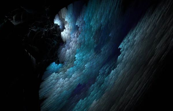 Weiß Blaues Fraktalmuster Auf Schwarzem Hintergrund Digitale Kunst Darstellung Computergeneriertes — Stockfoto