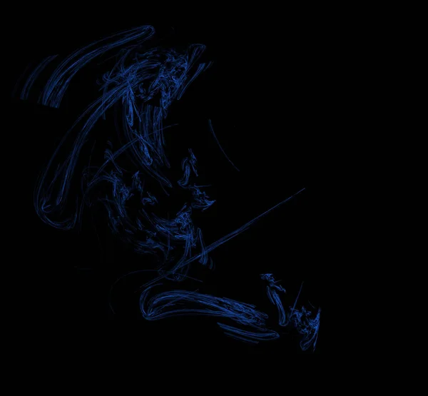 黒い背景に青いフラクタル パターン デジタル アート レンダリング コンピューター生成画像 — ストック写真