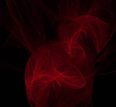 Siyah zemin üzerine kırmızı Küre desen. Fantezi fraktal doku. Dijital sanat. 3D render. Oluşturulan bilgisayar görüntü