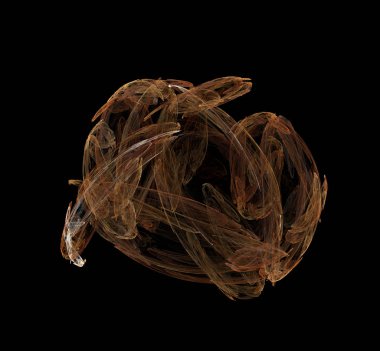 Siyah arka plan üzerine kahverengi beyaz fraktal. Fantezi fraktal doku. Dijital sanat. 3D render. Oluşturulan bilgisayar görüntü